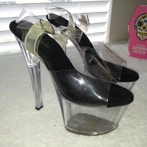 Pleaser Clear Platform Dancer High Heels Used